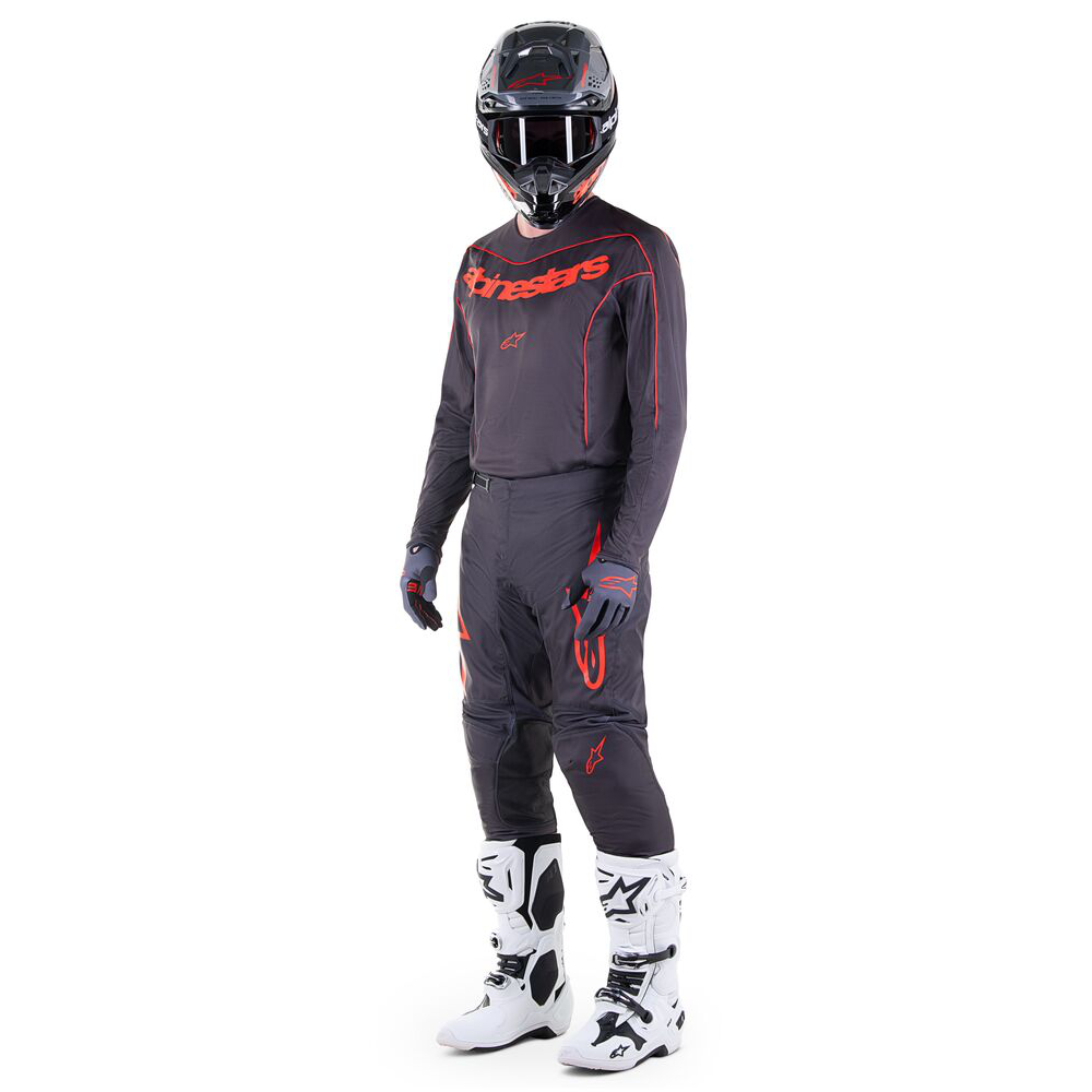 Completo cross Alpinestars FLUID LURV magnet neon red 2023 pantaloni+maglia  - 94543