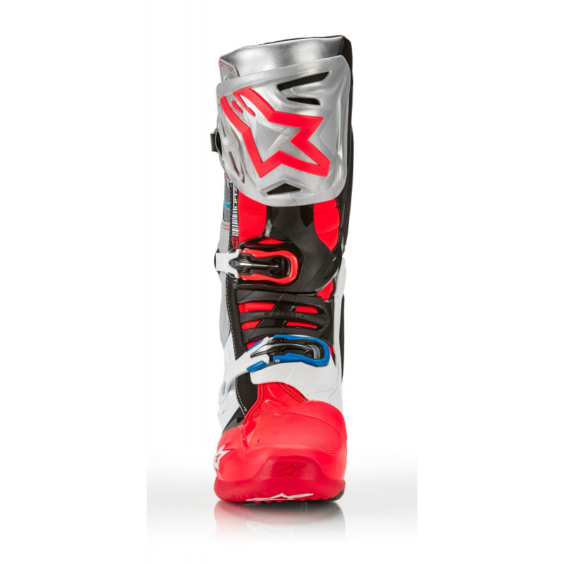 Stivali cross Alpinestars TECH 10 Vision Limited Edition Nero Bianco  Argento Rosso Fluo - 95548