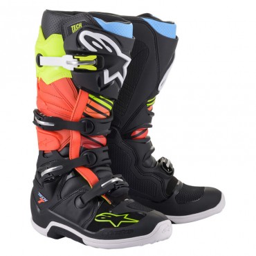 Stivali cross enduro Alpinestars TECH-7 Nero Giallo Fluo Arancio Fluo