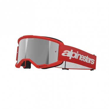 Maschera motocross Alpinestars Vision 3 Wordmark Red Mirror Silver