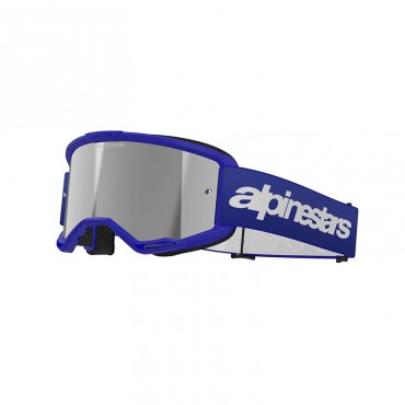 Maschera motocross Alpinestars Vision 3 Wordmark Blue Mirror Silver