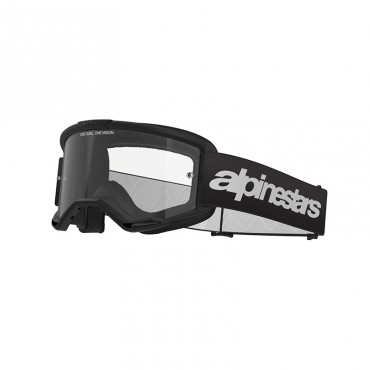 Maschera motocross Alpinestars Vision 3 Wordmark Black lente chiara