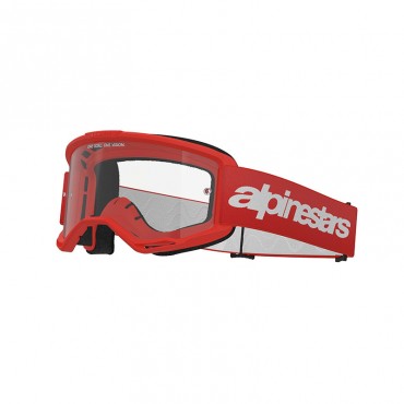 Maschera motocross Alpinestars Vision 3 Wordmark Red lente chiara