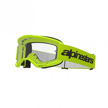 Maschera motocross Alpinestars Vision 3 Wordmark Yellow Fluo lente chiara