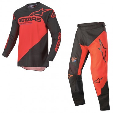 Completo cross Alpinestars RACER SUPERMATIC black bright red 2022 pantaloni+maglia