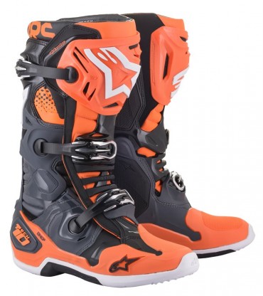 Stivali cross Alpinestars TECH 10 Grigio Arancio Fluo