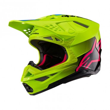 Casco cross Alpinestars SUPERTECH S-M10 Unite Giallo Fluo Fuksia Lucido