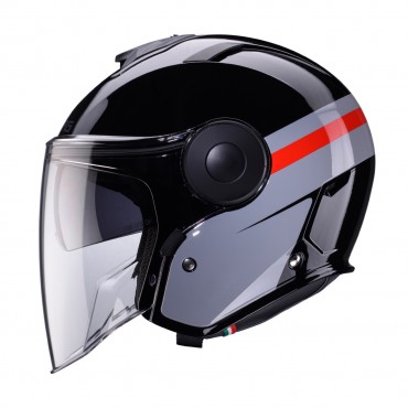 Casco jet Caberg SOHO Zephyr Black Grey Red Lucido