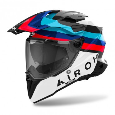 Casco integrale dual road Airoh COMMANDER 2 Doom Blu Rosso Lucido