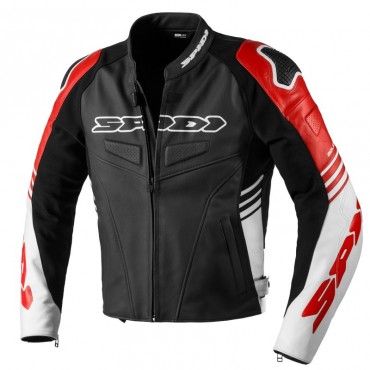 Giubbino moto pelle Spidi TRACK WARRIOR Nero Rosso