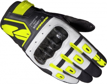 Guanti moto pelle con protezioni Spidi G-CARBON Nero Giallo Fluo