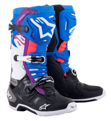 Stivali cross Alpinestars TECH 10 SUPERVENTED Black Enamel Blue Purple White